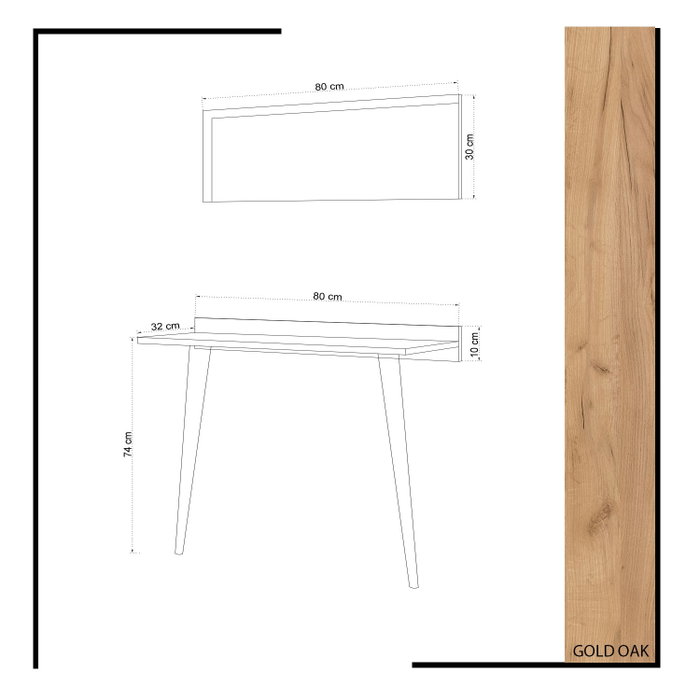 Hanah Home Aparador Roble con Espejo Incluido 80x84cm
